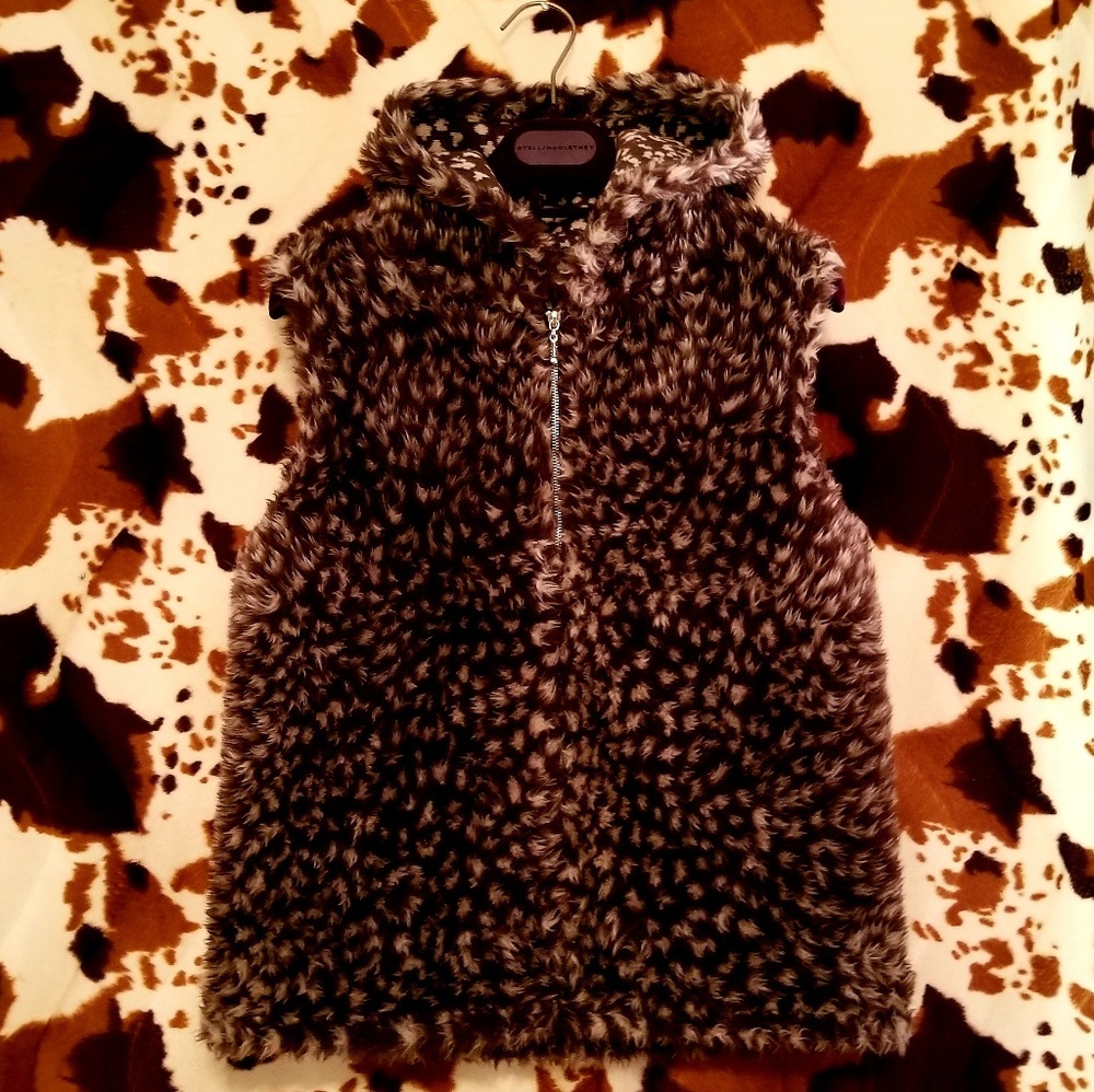 Vintage faux fur hooded vest